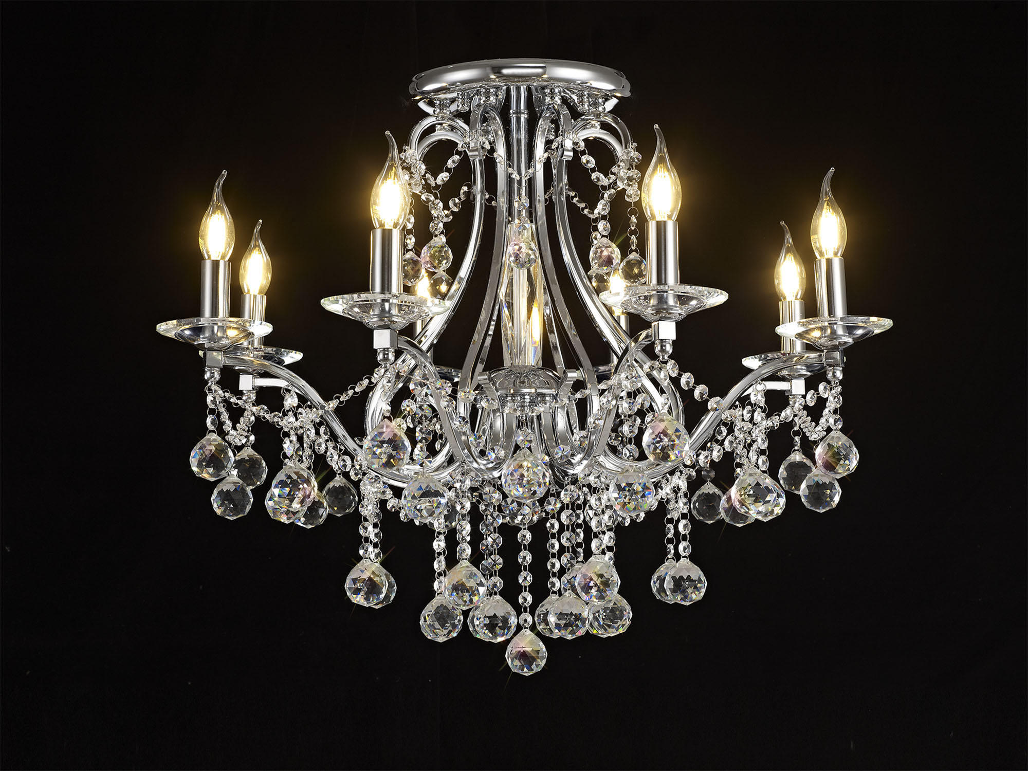 IL30118  Bianco Crystal Chandelier 8 Light Polished Chrome